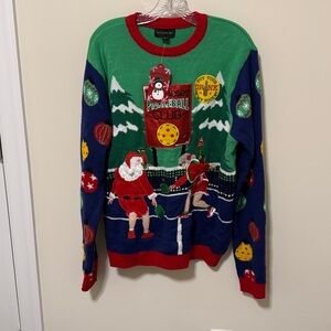 Blizzard Bay Men’s Pickleball Crewneck Ugly Christmas Sweater / Size L / NWT